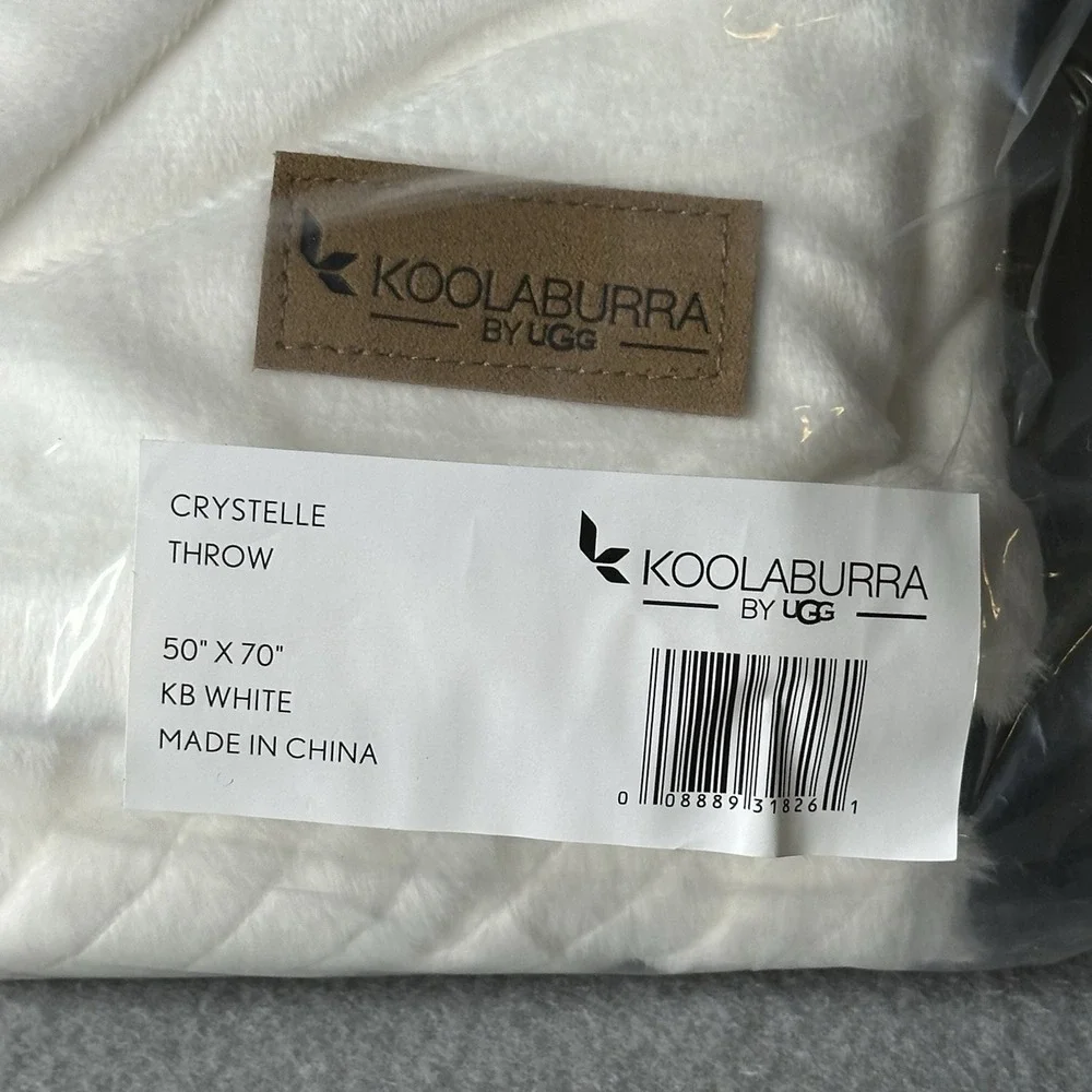 KOOLABURRA by UGG Chloe Textured Faux Fur Throw Blanket 50 x 70 White Soft